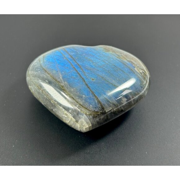 Labradorite Heart Shaped Paperweight Hand Carved Iridescent Crystal Gemstone - Picture 3 of 12